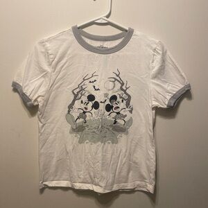 Disney Women’s White and Gray Halloween Mickey T-Shirt